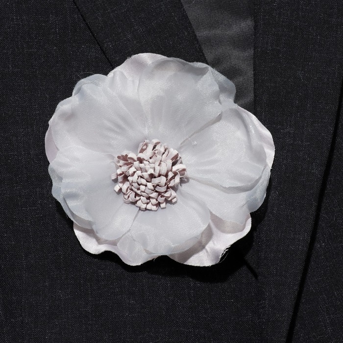 Брошь-заколка текстильная «Цветок» анютины глазки, цвет серый Брошь-заколка текстильная «Цветок» анютины глазки, цвет серый