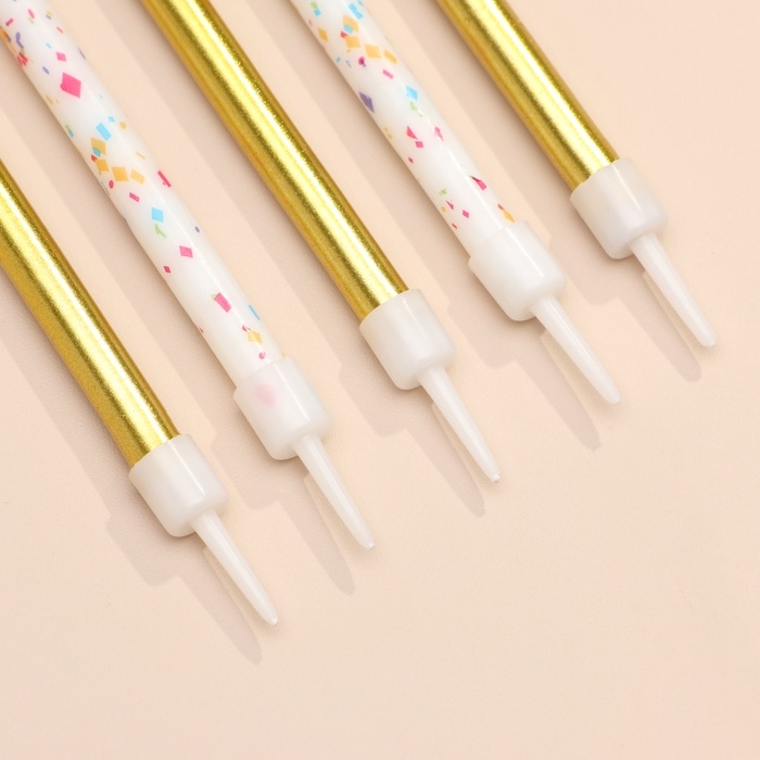 Свечи для торта Свечи для торта "Конфетти", 12 шт, золотые и белые