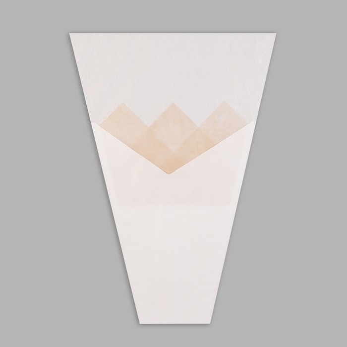 Пакет конус для цветов, крафт+ пленка,  30+11х42см±1см, белая Пакет конус для цветов, крафт+ пленка,  30+11х42см±1см, белая