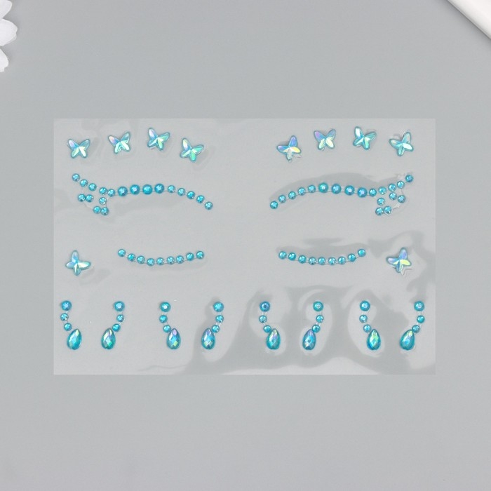 Наклейка пластик стразы Наклейка пластик стразы "Бабочки-стразы и мини-кристаллы" МИКС 15х17 см