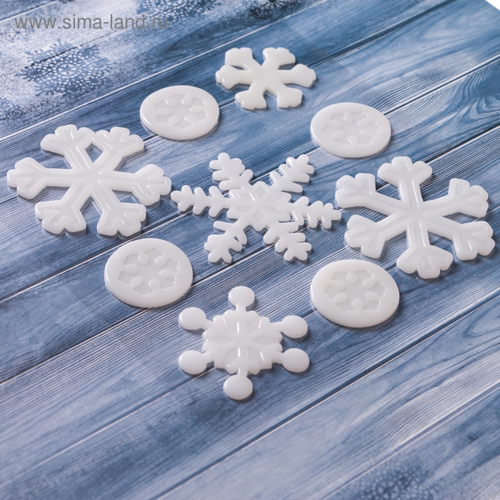 Наклейка на стекло Наклейка на стекло "Белая снежинка" (набор 9 шт) 18,5х18,5 см