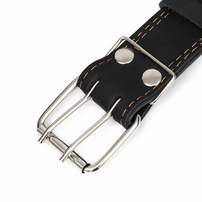 Ошейник кожаный двухслойный, 85 х 4.5 см, ОШ 50-70 см, чёрный Ошейник кожаный двухслойный, 85 х 4.5 см, ОШ 50-70 см, чёрный