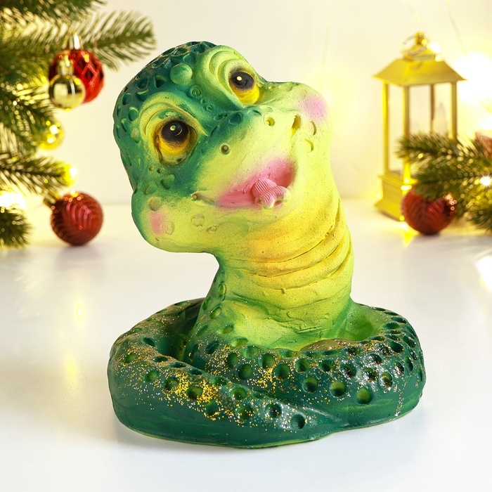 Новый год. Символ 2025. Копилка Новый год. Символ 2025. Копилка "Змея с монетами" 16х15х17см, цветная