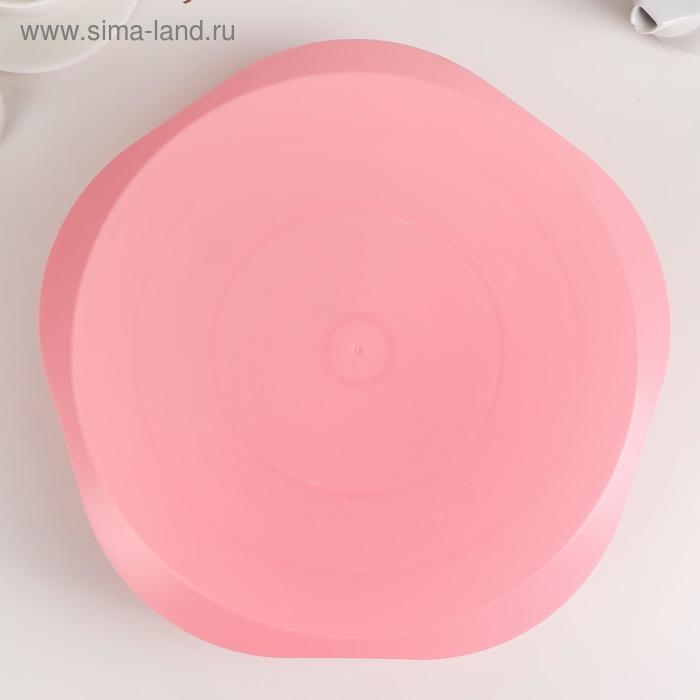 Подставка для торта вращающаяся, d=32 см, с разлиновкой и стоппером, цвет МИКС Подставка для торта вращающаяся, d=32 см, с разлиновкой и стоппером, цвет МИКС