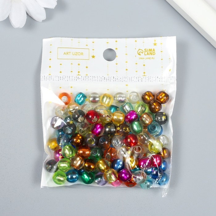 Бусины для творчества пластик Бусины для творчества пластик "Шарик. Переливы" набор 20 гр d=0,8 см