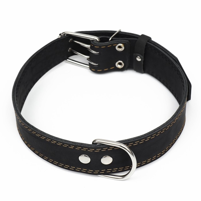 Ошейник кожаный двухслойный, 85 х 4.5 см, ОШ 50-70 см, чёрный Ошейник кожаный двухслойный, 85 х 4.5 см, ОШ 50-70 см, чёрный