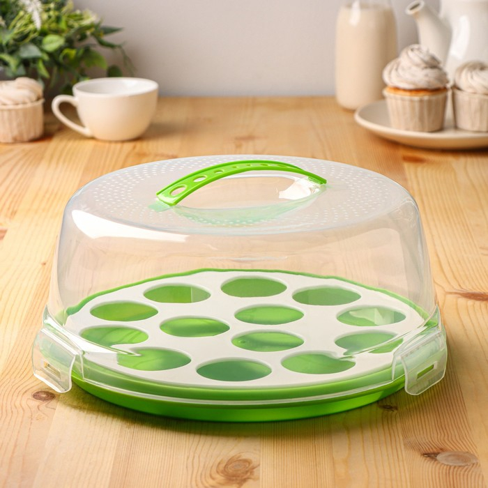 Тортовница с крышкой Доляна, съёмная подставка для пирожных, 13 ячеек, d=28 см, цвет МИКС Тортовница с крышкой Доляна, съёмная подставка для пирожных, 13 ячеек, d=28 см, цвет МИКС