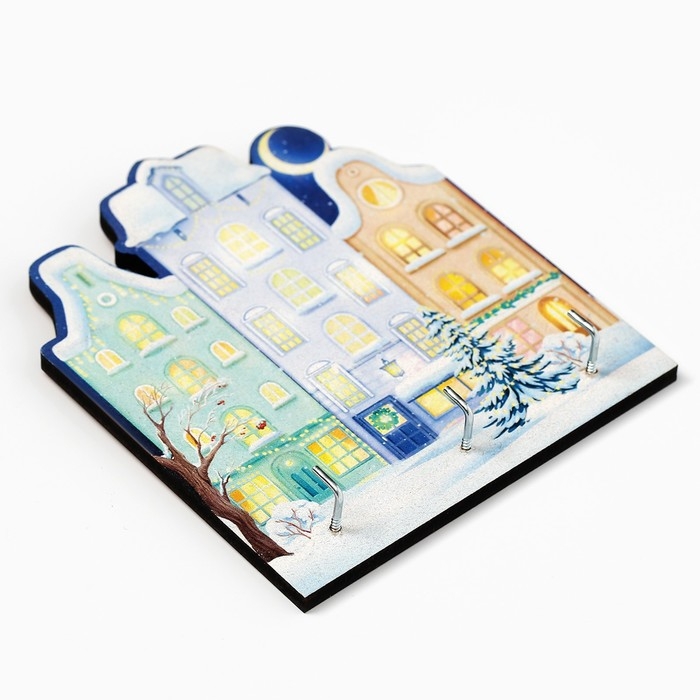 Ключница настенная новогодняя &laquo;Дома , ночь&raquo;, на Новый год