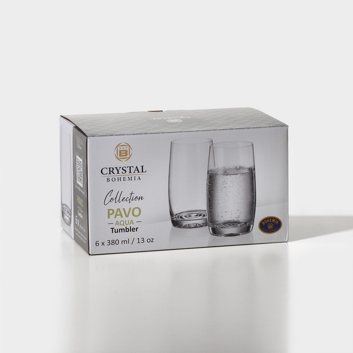Набор стеклянный стаканов для воды PAVO AQUA, 380 мл, 6 шт Набор стеклянный стаканов для воды PAVO AQUA, 380 мл, 6 шт