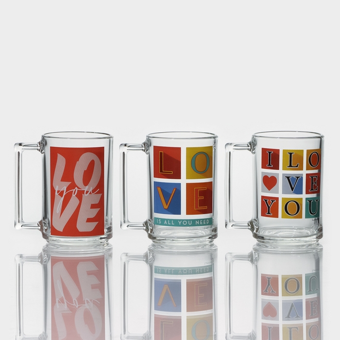 Кружка стеклянная «Фитнес», 320 мл, рисунок МИКС Кружка стеклянная «Фитнес», 320 мл, рисунок МИКС