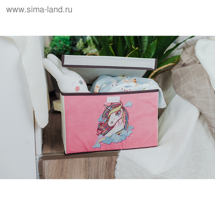 Короб стеллажный для хранения с крышкой «Единорог», 39×25×25 см Короб стеллажный для хранения с крышкой «Единорог», 39×25×25 см