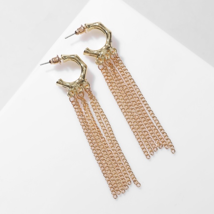 Серьги висячие «Стиль» тонкие цепочки, цвет золото Серьги висячие «Стиль» тонкие цепочки, цвет золото