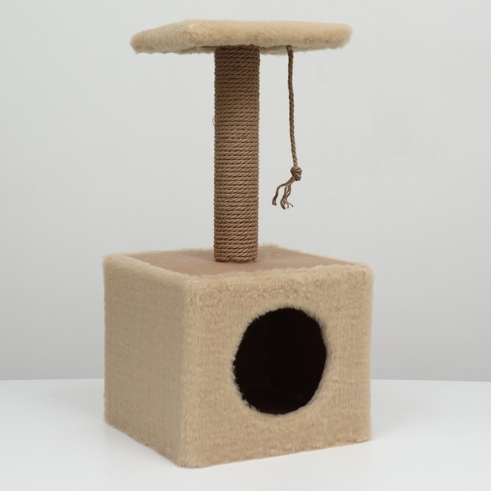Домик для животных, с когтеточкой и полкой, джут, 32 х 32 х 64, бежевый Домик для животных, с когтеточкой и полкой, джут, 32 х 32 х 64, бежевый