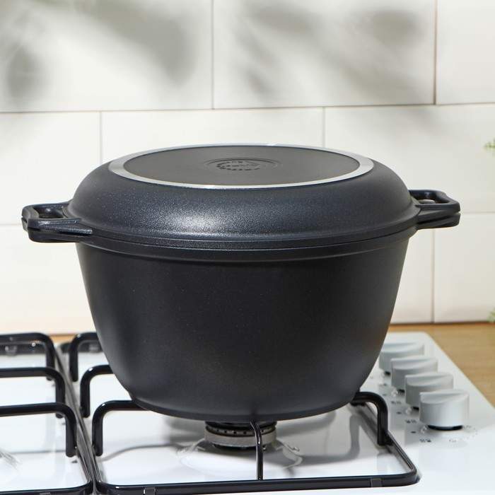 Казан «Традиция», 4 л, крышка-сковорода, литые ручки, антипригарное покрытие, цвет чёрный Казан «Традиция», 4 л, крышка-сковорода, литые ручки, антипригарное покрытие, цвет чёрный