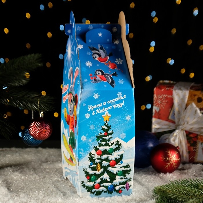 Новый год. Подарочная коробка Новый год. Подарочная коробка "Лыжные гонки", 33 х 20 х 13 см.