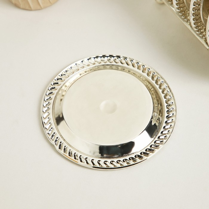 Набор блюдец &laquo;Серебро&raquo;, 14&times;10&times;12 см, с подставкой, 6 шт, цвет серебряный