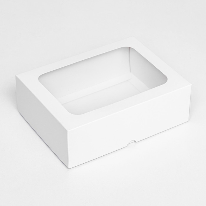 Коробка складная, крышка-дно, с окном, белый, 20 х 15 х 6,5 см, Коробка складная, крышка-дно, с окном, белый, 20 х 15 х 6,5 см,