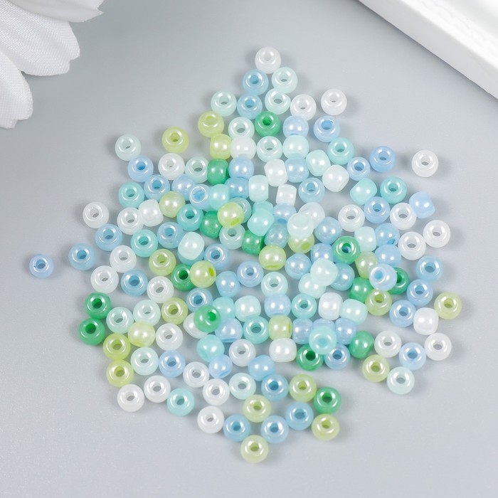 Бисер стекло 6/0 Бисер стекло 6/0 "Зелёно-голубой меланж" 10 гр