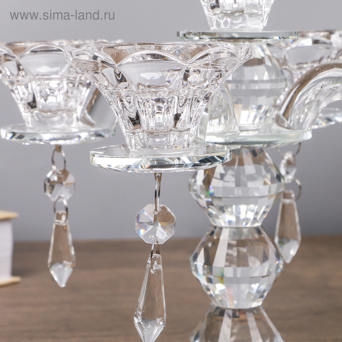 Подсвечник стекло на 5 свечей Подсвечник стекло на 5 свечей "Канделябр" 19х23х23 см