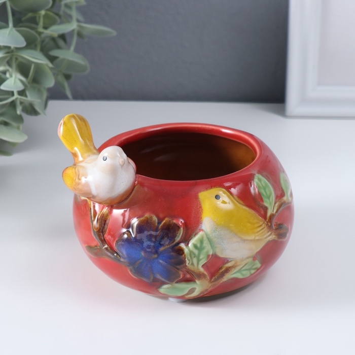 Сувенир керамика подставка Сувенир керамика подставка "Серая птичка на чаше" МИКС 11х11,5х8,5 см