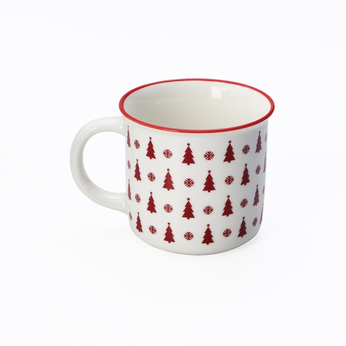 Кружка фарфоровая Доляна «Ёлочки», 380 мл, цвет белый Кружка фарфоровая Доляна «Ёлочки», 380 мл, цвет белый