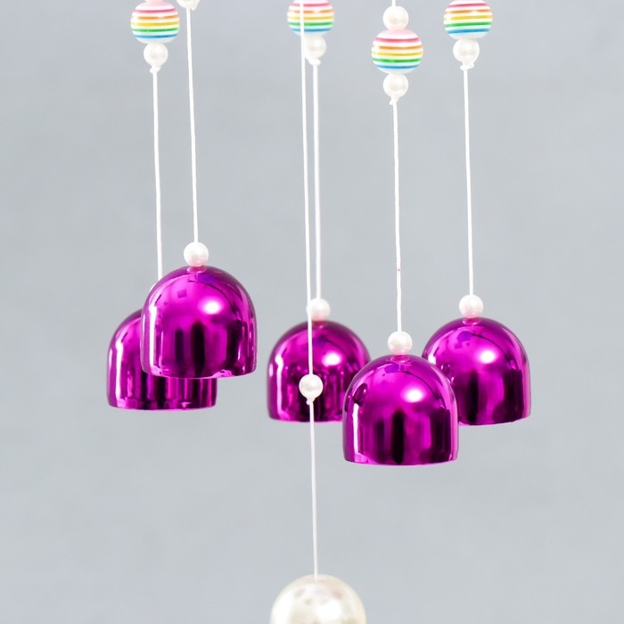 Музыка ветра пластик, металл Музыка ветра пластик, металл "Мишка с сердечком" 6 колокольчиков МИКС 41 см