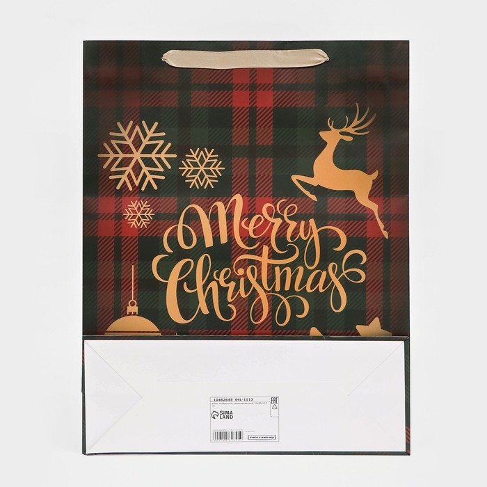 Новый год. Пакет подарочный, ламинированный, "Клетка",31 х 40 х 11,5 см.