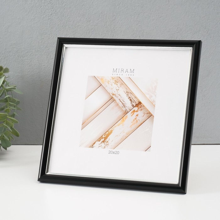 Фоторамка пластик Gallery 20х20 см, 636477-22, чёрный с серебром (пластиковый экран) Фоторамка пластик Gallery 20х20 см, 636477-22, чёрный с серебром (пластиковый экран)