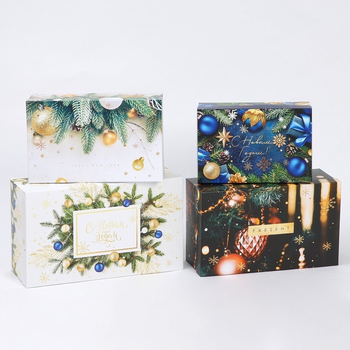 Набор коробок подарочных 15 в 1 «С Новым годом», 12 х 7 х 4 см - 46,6 х 35,2 х 17.5 см, Новый год