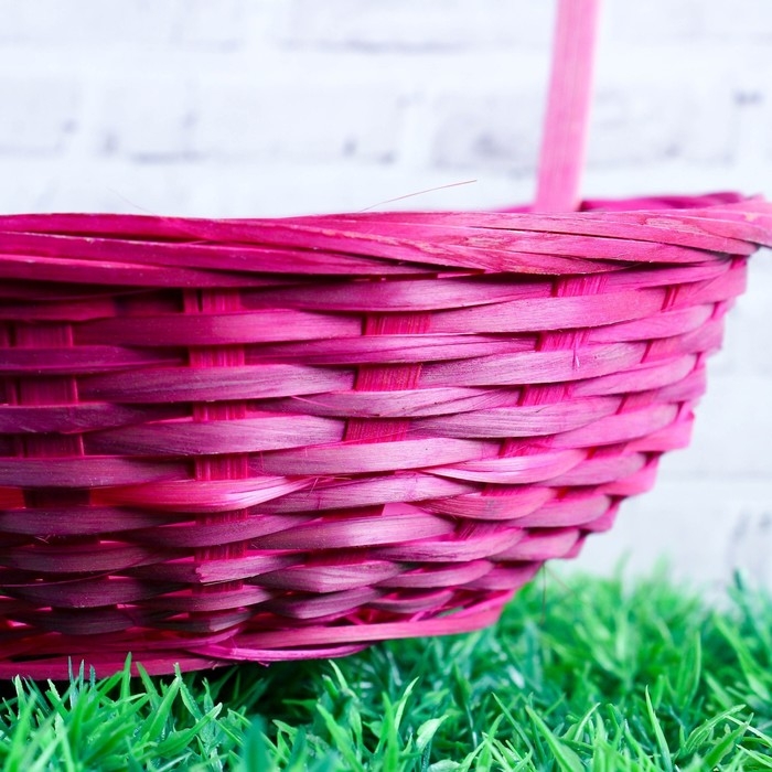 Корзина плетёная, бамбук, розовая, низкая Корзина плетёная, бамбук, розовая, низкая