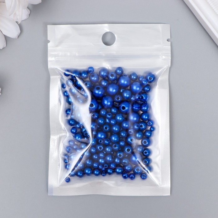 Бусины для творчества пластик Бусины для творчества пластик "Круглые. Глубокий синий" d=3-8 мм, набор 10 гр