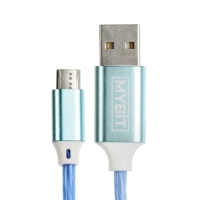 Кабель MYBIT, microUSB - USB, динамическая LED подсветка, 2 А, 1 м, только зарядка