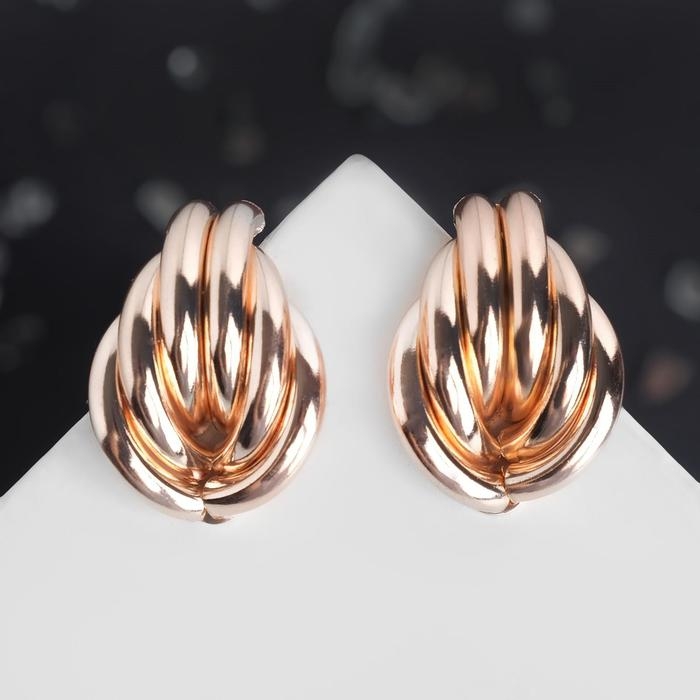 Серьги металл &laquo;Геометрия&raquo; глубина, цвет розовое золото