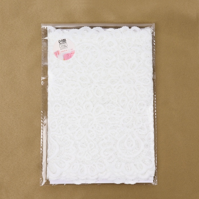 Кружевная эластичная ткань, 190 мм × 2,7 ± 0,5 м, цвет молочный