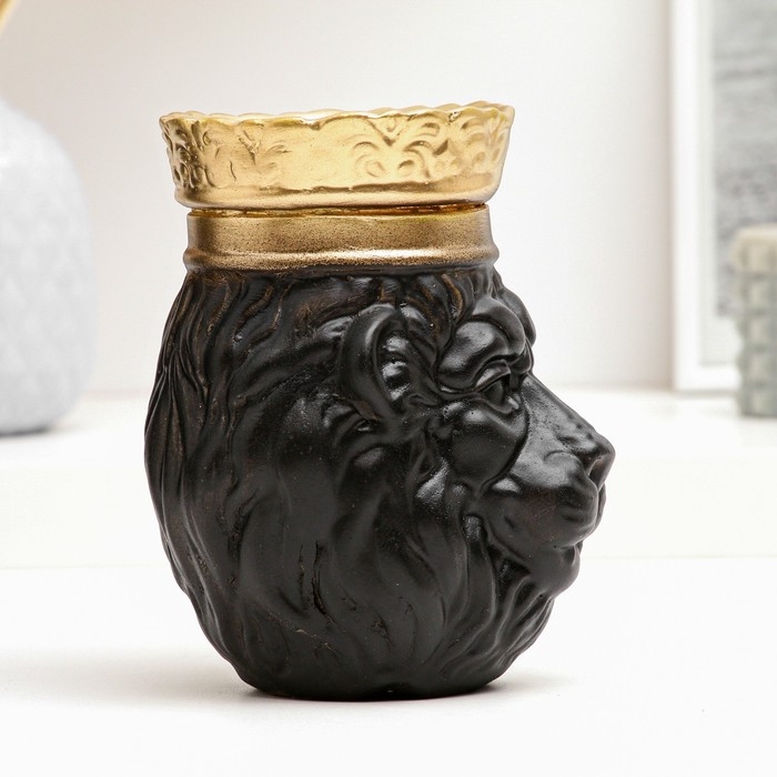 Копилка Копилка "Лев в короне" черный, 16см