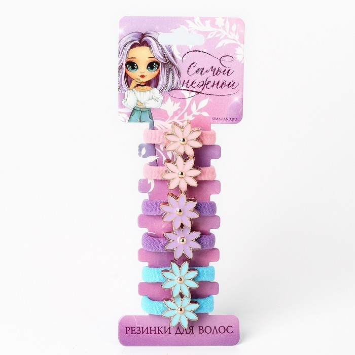 Резинки для волос «Самой нежной» 6 шт, 3.5 х 3.5 х 1 см Резинки для волос «Самой нежной» 6 шт, 3.5 х 3.5 х 1 см