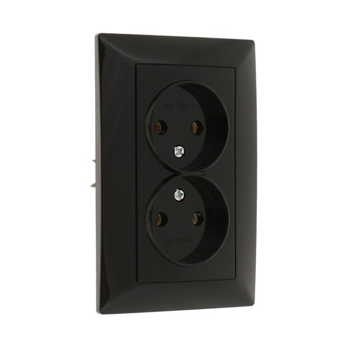 Розетка двухместная Luazon Lighting  Розетка двухместная Luazon Lighting "Антей", 10 А, скрытая, без з/к, черная