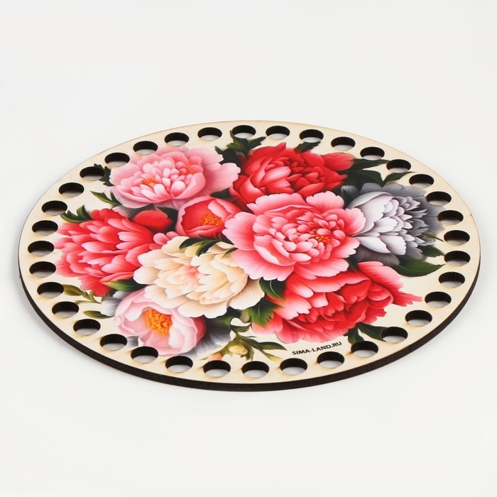 Донышки для вязания 2 в 1 «Пионы», круг 15 см, хдф 3 мм Донышки для вязания 2 в 1 «Пионы», круг 15 см, хдф 3 мм