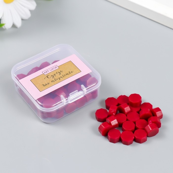 Сургуч в гранулах в коробочке Сургуч в гранулах в коробочке "Восьмигранник" вишневый 25 гр 2х5,5х5,5 см