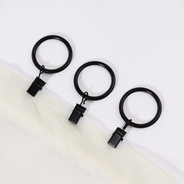 Кольцо для карниза, с зажимом, d = 32/40 мм, 10 шт, цвет чёрный Кольцо для карниза, с зажимом, d = 32/40 мм, 10 шт, цвет чёрный