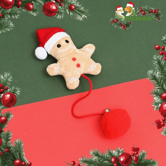 Игрушка-дразнилка для кошек  Игрушка-дразнилка для кошек "Пряник в колпаке", с бубенчиком