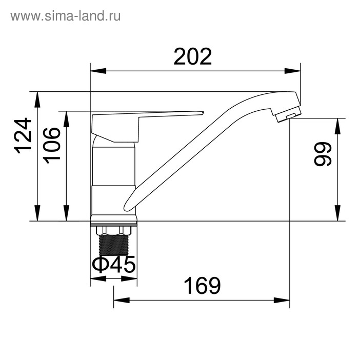 Смеситель для кухни Accoona A4265, однорычажный, с гайкой, хром Смеситель для кухни Accoona A4265, однорычажный, с гайкой, хром