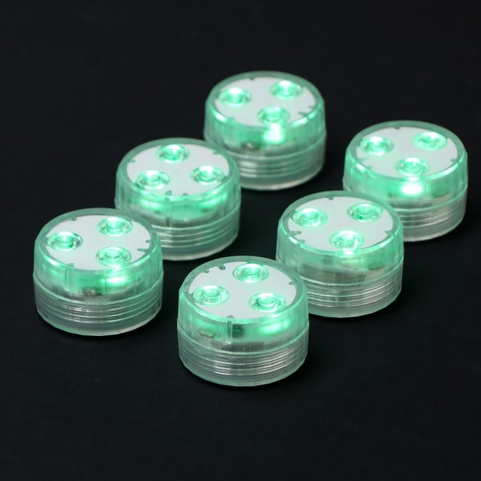 Светильник водонепроницаемый мини, 3 x 1.9 см, 6 шт, от CR2032 (в компл.), пульт, RGB, IP68 Светильник водонепроницаемый мини, 3 x 1.9 см, 6 шт, от CR2032 (в компл.), пульт, RGB, IP68