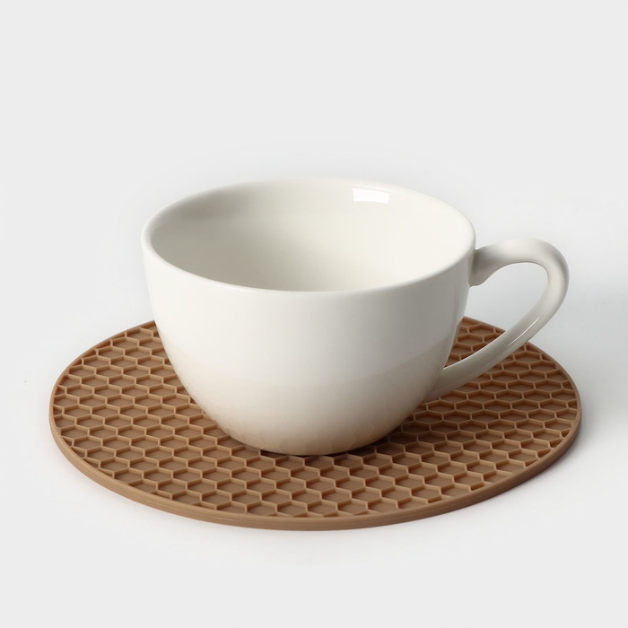 Коврик - подставка под горячее силиконовый, d=140 мм, толщина=3.5 мм, цвет бежевый Коврик - подставка под горячее силиконовый, d=140 мм, толщина=3.5 мм, цвет бежевый