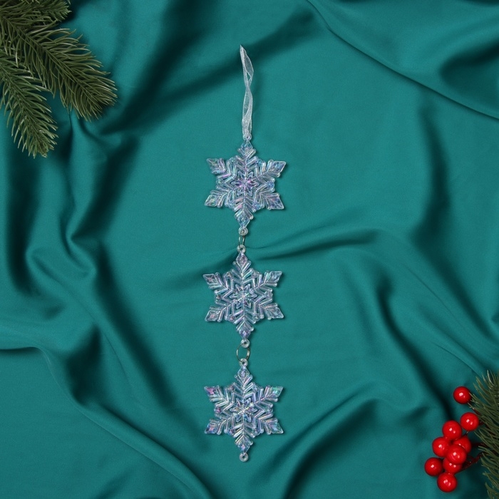 Украшение ёлочное Украшение ёлочное "Снежинка подвесная" 23х5,5 см, голубой перелив