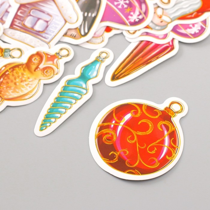 Наклейки для творчества Наклейки для творчества "Новогодние игрушки" тиснение золото набор 48 шт 9х7х0,8 см