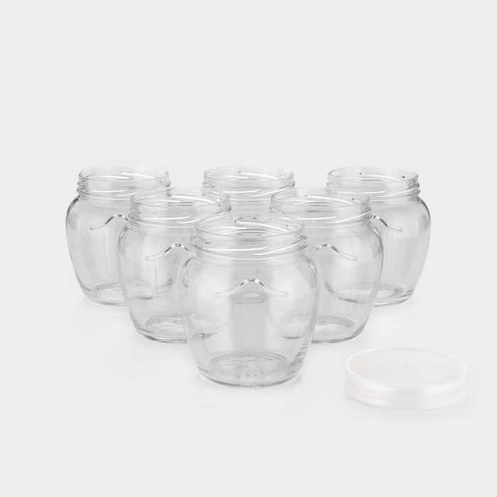 Набор стеклянных банок с серебристой полимерной крышкой, ТО-82 мм, 550 мл, 6 шт. Набор стеклянных банок с серебристой полимерной крышкой, ТО-82 мм, 550 мл, 6 шт.
