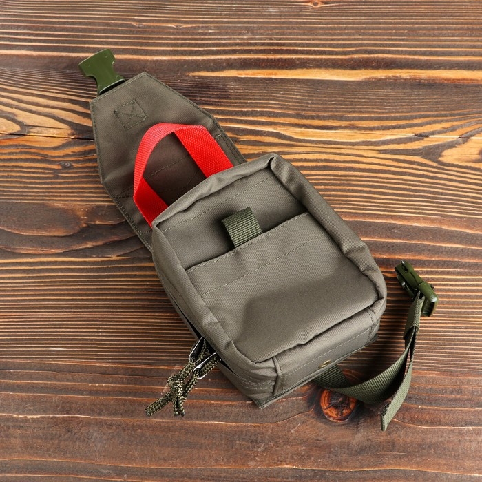 Подсумок медицинский, тактический, отрывной, олива, 19 х 15 х 8 см