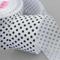 Лента атласная &laquo;Горошек&raquo;, 25 мм, 23&plusmn;1 м, белая №001