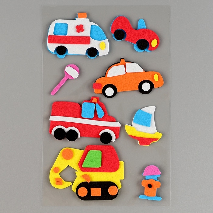 Набор наклеек из EVA  Набор наклеек из EVA "Транспорт", 8 шт